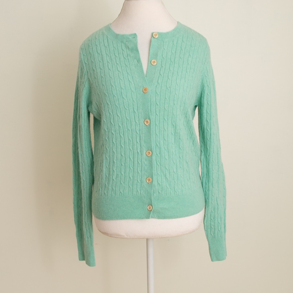 Mint Cable Knit Cardigan